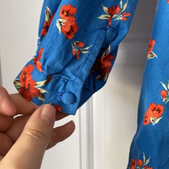 Zara Emma Dress Blue with Red Flowers Size Small - Picture 5 of 10